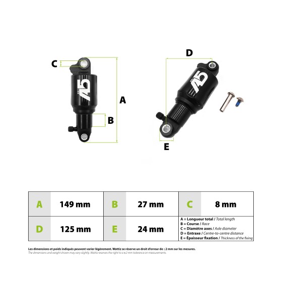 Amortisseur EXA Form A5 RR1 125mm 3