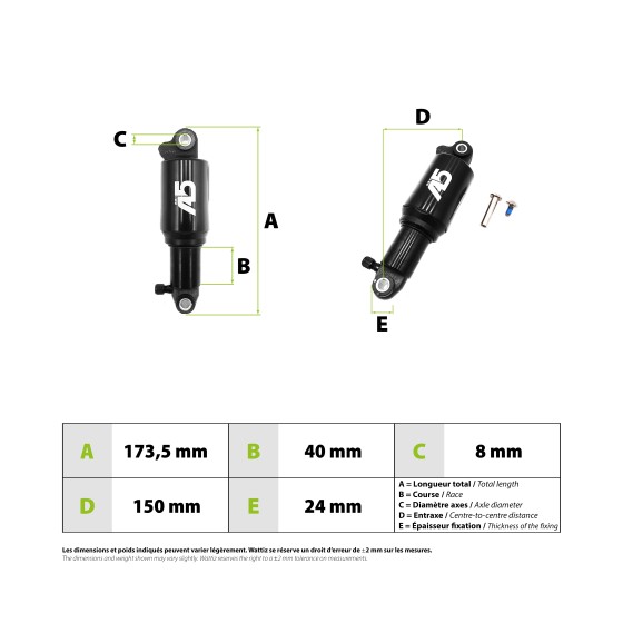 Amortisseur EXA Form A5 RR1 150mm 3