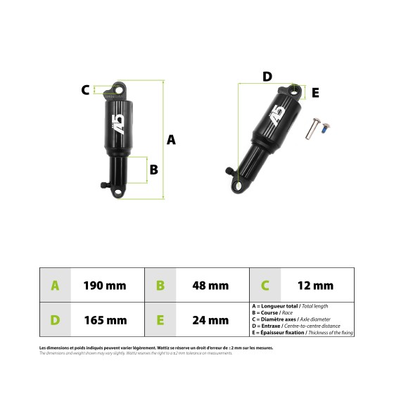 Amortisseur EXA Form A5 RR1 165mm 3