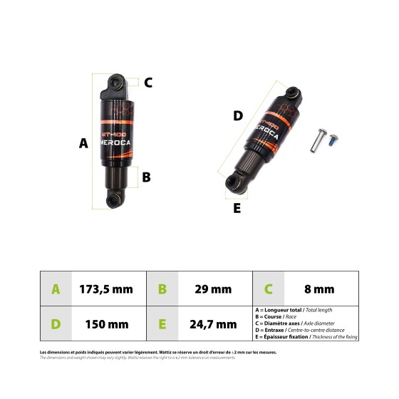 Amortisseur Meroca 150mm 3