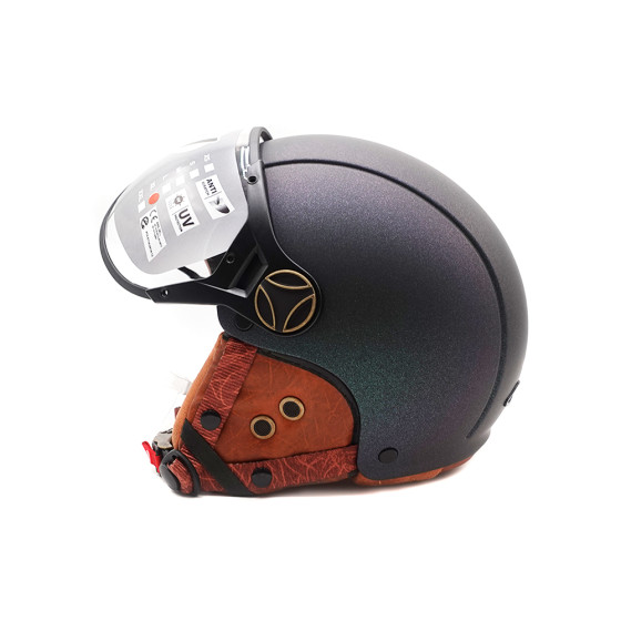 Casque JET  vert mat caméléon (taille XS à XXL) 7