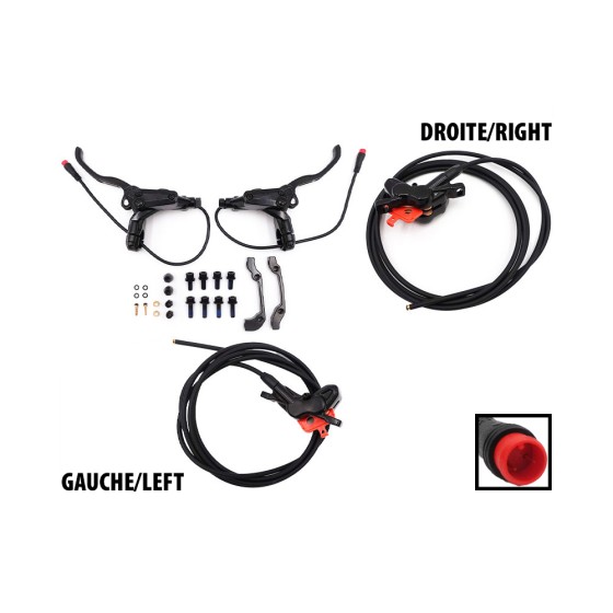 Kit freins hydrauliques 4 pistons connecteur etanche (1x gauche + 1x droite)