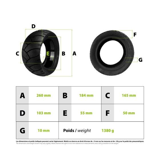 Pneu 100/55-6.5 avec gel anti crevaison 3