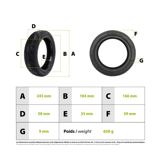 Pneu 10x2.125-6.5 Ninebot F Xiaomi Mi4 Tubeless Gel Anti Crevaison 3
