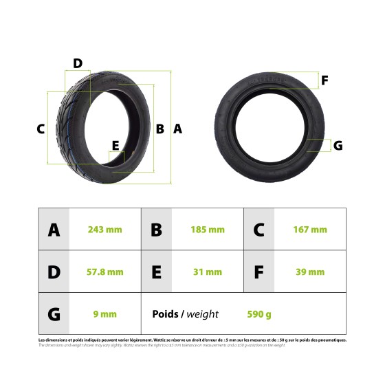 Pneu 10x2.125-6.5 Ninebot F 3