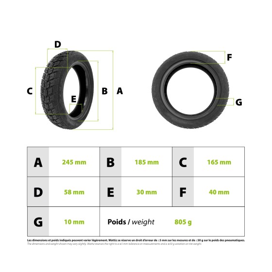 Pneu 10x2.50-6.5 Semi Offroad Tubeless avec gel anticrevaison 3