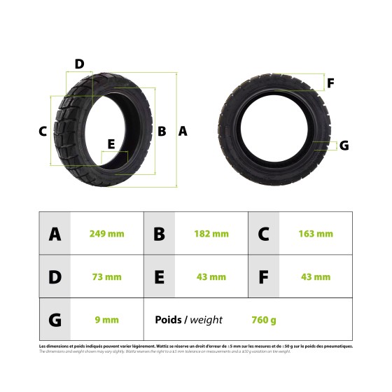 Pneu 10x2.75-6.5 Offroad tubeless Urbanglide E-cross 3
