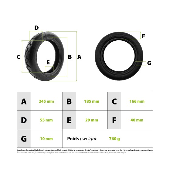 Pneu 250x54 tubeless + gel anti-crevaison Xiaomi Scooter 4 3