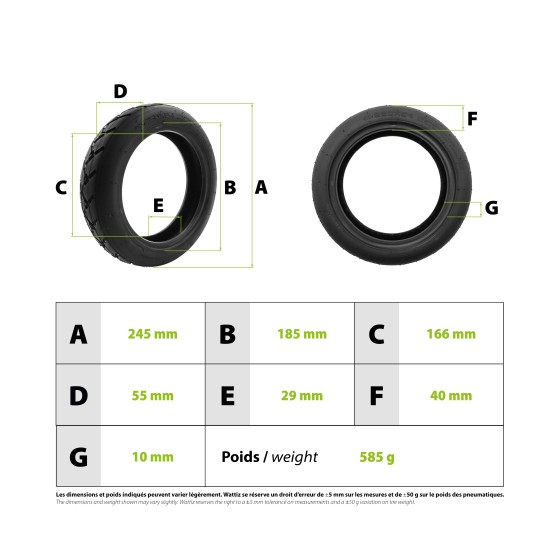 Pneu 250x54 tubeless Xiaomi Scooter 4 3