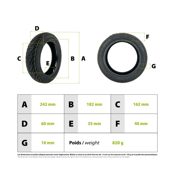 Pneu 60/70-6.5 tubeless avec gel pour Ninebot 3