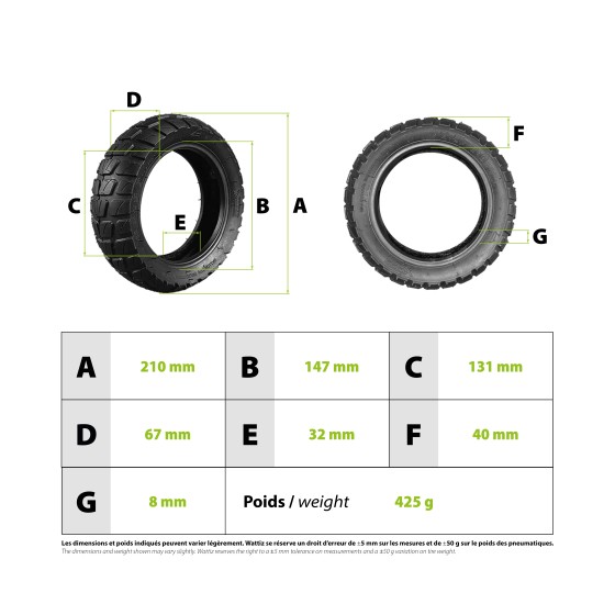 Pneu 8.5x3.0 semi off road Vsett 8 & 9 renforcé 3