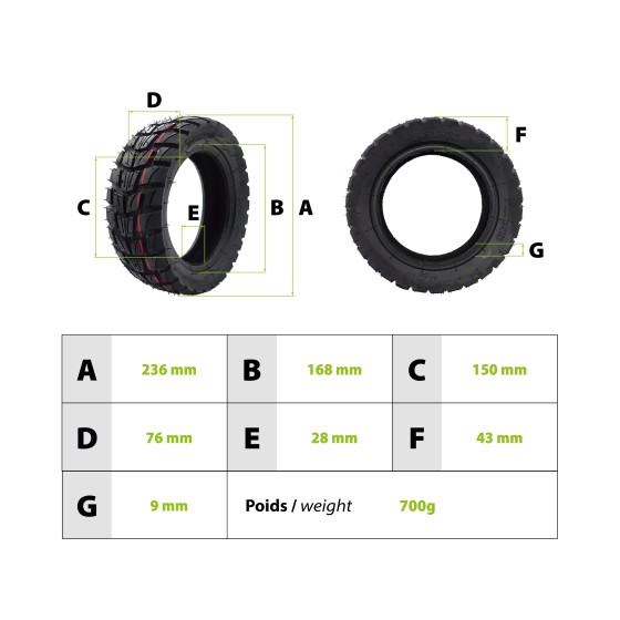 Pneu 80/65-6 offroad Zero 10X Kaabo Dualtron Victor 3