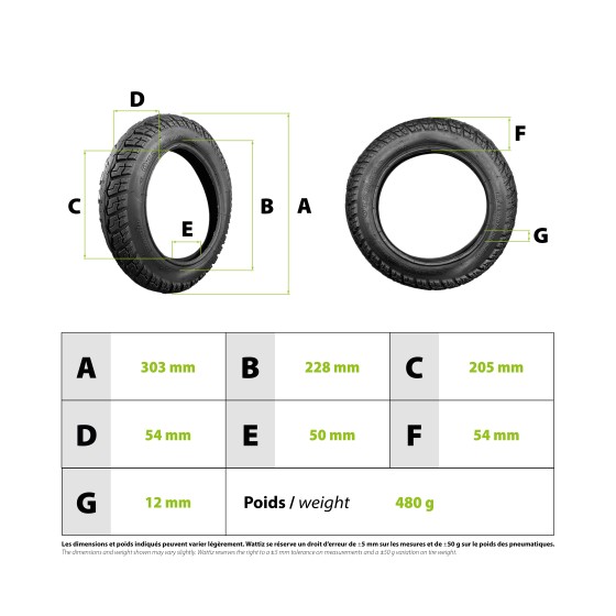 Pneu draisienne 12,5x2.125 (57-203) 3
