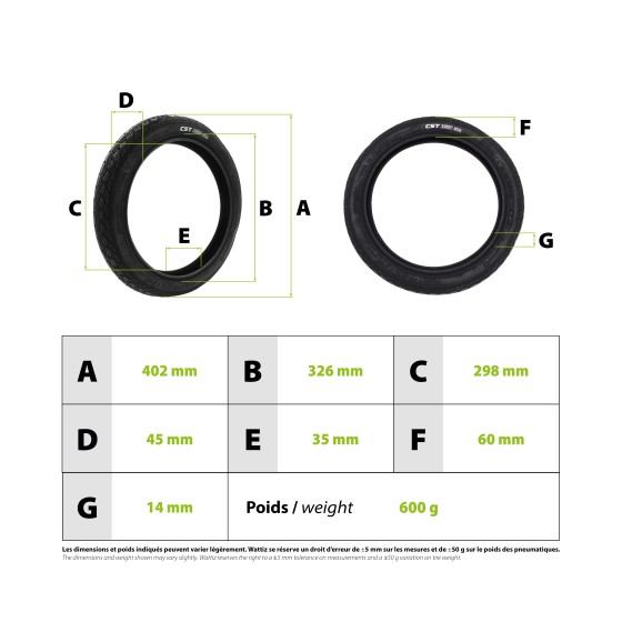 Pneu gyroroue 16x2.125 3