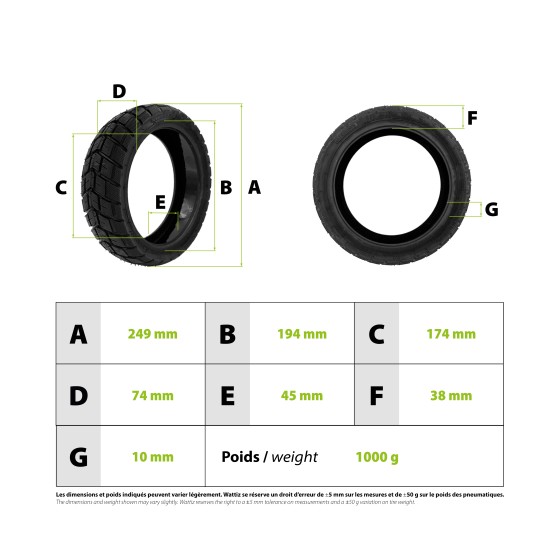 Pneu Off Road 10.5x2.75 tubeless avec gel anti-crevaison 3