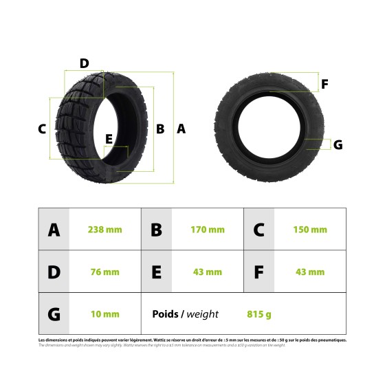 Pneu Offroad 80/65-6 ou 255X80 renforcé tubeless 5