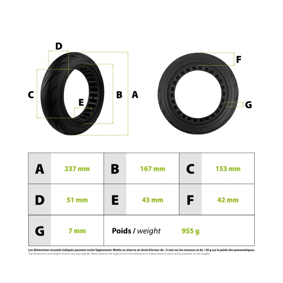 Pneu plein 10x2.125 Ninebot F Xiaomi Mi4 3