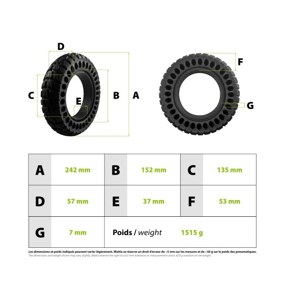 Pneu plein 10x2.50 - 36mm offroad Kugoo M4 M4 Pro 3