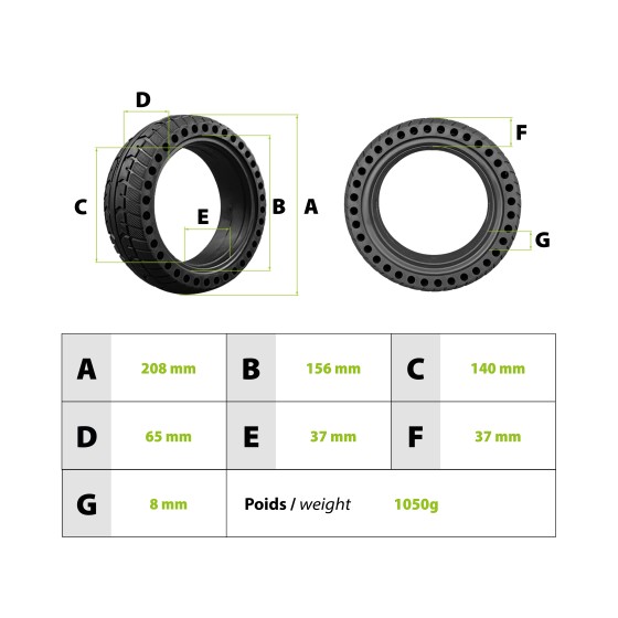 Pneu plein increvable pour Dualtron mini Pop Popular et Togo 3