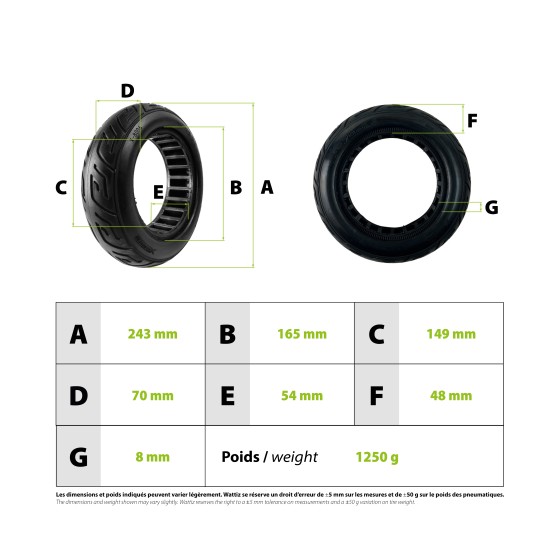 Pneu plein route 10x2.70-6.5 3