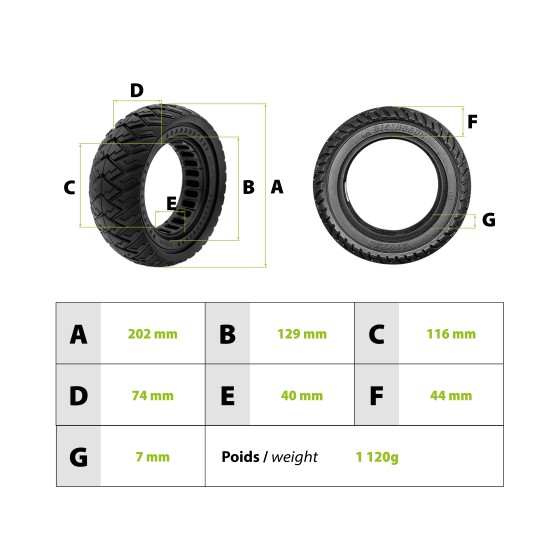 Pneu plein Vsett 8.5x3 Vsett 8(Av) Vsett 9 (Av&ar) Kukirin G2 Pro 2023 3