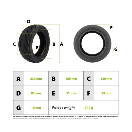 Pneu route 80/65-6 renforcé tubeless 3