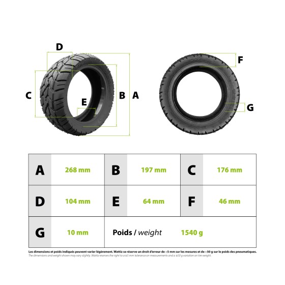 Pneu Semi OffRoad 100/55-7 CST avec gel anti crevaison 3