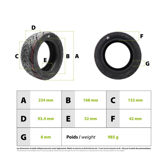 Pneu tubeless 90/55-6 3