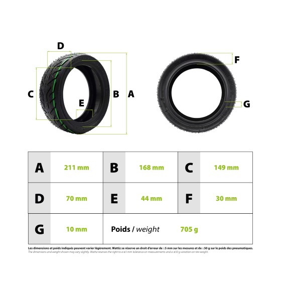 Pneu tubeless 9x2.50-6 CST + gel anti crevaison Nami Stellar 3