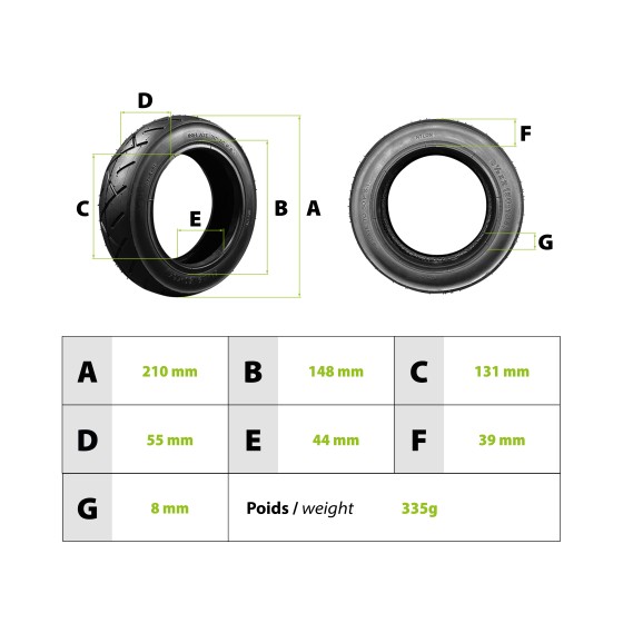 Pneu Zero 8 1/2X2 pouces (50-134) 3